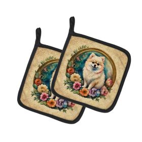Pomeranian and Flowers Pair of Pot Holders Kitchen Heat Resistant Pot Holders Sets Oven Hot Pads for Cooking Baking BBQ, 7 1/2 x 7 1/2 Pomeranian and Flowers Pair of Pot Holders Kitchen Heat Resistant Pot Holders Sets Oven Hot Pads for Cooking Baking BBQ, 7 1/2 x 7 1/2
